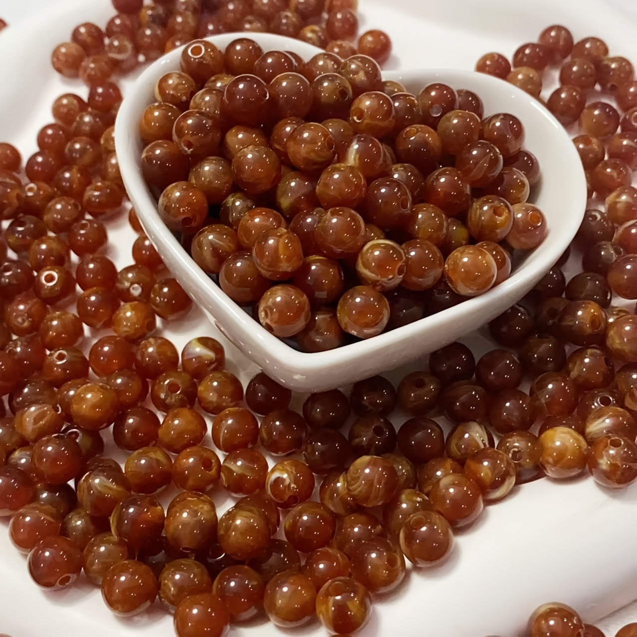 8mm Dark Brown & Two-Tone Imitation Agate Round Spacer Beads